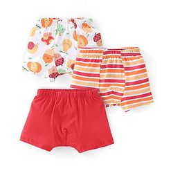 Babyhug 100% Cotton Knit Fruity Print Trunks Pack of 3 - Multicolour
