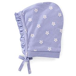 Babyhug 100% Cotton Caps Floral Print Pack of 2  Purple & Yellow - Diameter 11.5 Cm