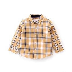 Babyhug 100% Cotton Knit Full Sleeves Shirt & Jeans Checkered - Yellow & Blue