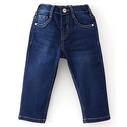 Babyhug 100% Cotton Knit Full Sleeves Shirt & Jeans Checkered - Yellow & Blue