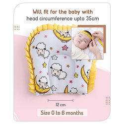 Babyhug 100% Cotton Bedding Set with Neck Pillow And Bolsters Set Sheep on Moon Print - White & Yellow