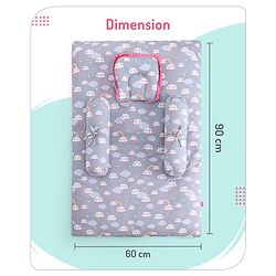 Babyhug 100% Cotton Bedding Set with Neck Pillow And Bolsters Set Sheep on Moon Print - White & Yellow