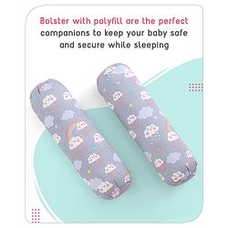 Babyhug 100% Cotton Bedding Set with Neck Pillow And Bolsters Set Sheep on Moon Print - White & Yellow