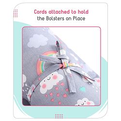 Babyhug 100% Cotton Bedding Set with Neck Pillow And Bolsters Set Sheep on Moon Print - White & Yellow