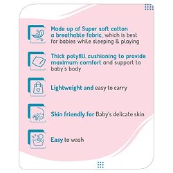 Babyhug 100% Cotton Bedding Set with Neck Pillow And Bolsters Set Cloud Rainbow Print - Blue