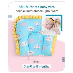 Babyhug 100% Cotton Bedding Set with Neck Pillow And Bolsters Set Cloud Rainbow Print - Blue