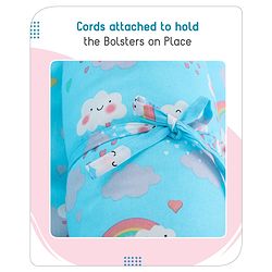 Babyhug 100% Cotton Bedding Set with Neck Pillow And Bolsters Set Cloud Rainbow Print - Blue