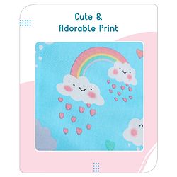 Babyhug 100% Cotton Bedding Set with Neck Pillow And Bolsters Set Cloud Rainbow Print - Blue