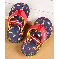 Cute Walk by Babyhug Flip Flops with Back Strap - Navy Blue & Red