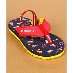 Cute Walk by Babyhug Flip Flops with Back Strap - Navy Blue & Red