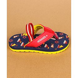 Cute Walk by Babyhug Flip Flops with Back Strap - Navy Blue & Red