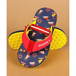 Cute Walk by Babyhug Flip Flops with Back Strap - Navy Blue & Red