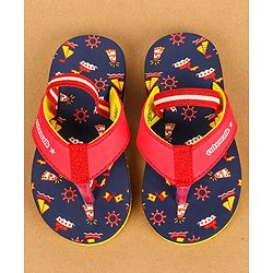 Cute Walk by Babyhug Flip Flops with Back Strap - Navy Blue & Red