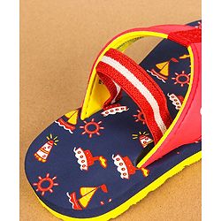 Cute Walk by Babyhug Flip Flops with Back Strap - Navy Blue & Red