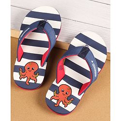 Cute Walk by Babyhug Casual Slip On Flip Flops with Striped & Octopus Print  - Blue