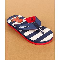 Cute Walk by Babyhug Casual Slip On Flip Flops with Striped & Octopus Print  - Blue
