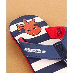 Cute Walk by Babyhug Casual Slip On Flip Flops with Striped & Octopus Print  - Blue