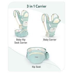 Babyhug Delight Cotton Hip Seat Cum Baby Carrier- Green