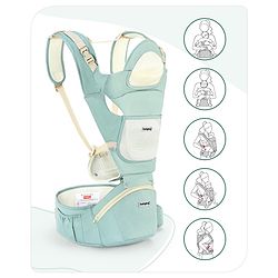 Babyhug Delight Cotton Hip Seat Cum Baby Carrier- Green