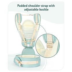 Babyhug Delight Cotton Hip Seat Cum Baby Carrier- Green