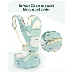 Babyhug Delight Cotton Hip Seat Cum Baby Carrier- Green