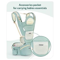 Babyhug Delight Cotton Hip Seat Cum Baby Carrier- Green