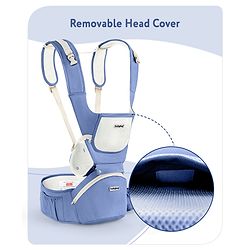 Babyhug Delight Cotton Hip Seat Cum Baby Carrier- Blue| Detachable Hipseat| Padded Shoulder Strap| Even Weight Distribution| Breathable Fabric| Gifting Option for Boys and Girls| EN Certified