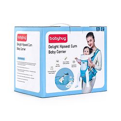 Babyhug Delight Cotton Hip Seat Cum Baby Carrier- Blue| Detachable Hipseat| Padded Shoulder Strap| Even Weight Distribution| Breathable Fabric| Gifting Option for Boys and Girls| EN Certified