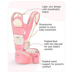 Babyhug Delight Cotton Hip Seat Cum Baby Carrier- Peach