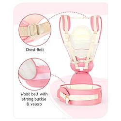 Babyhug Delight Cotton Hip Seat Cum Baby Carrier- Peach