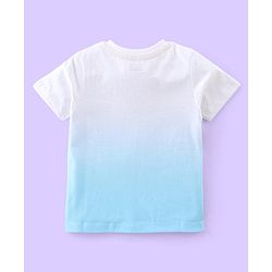 Babyhug 100% Cotton Knit Half Sleeves T-Shirt Marine Life Graphics - White & Blue
