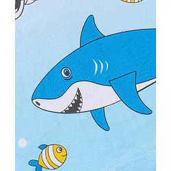 Babyhug 100% Cotton Knit Half Sleeves T-Shirt Marine Life Graphics - White & Blue