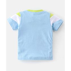 Babyhug Cotton Knit Half Sleeves T-Shirt Text Printed - Green & Blue