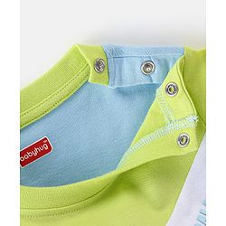 Babyhug Cotton Knit Half Sleeves T-Shirt Text Printed - Green & Blue