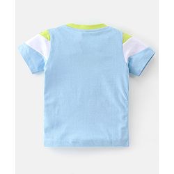 Babyhug Cotton Knit Half Sleeves T-Shirt Text Printed - Green & Blue