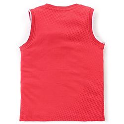Babyhug 100% Cotton Knit Sleeveless T-Shirt With Text Graphics -Red