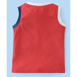 Babyhug Cotton Knit Sleeveless T-Shirt with Text Graphics Print - Red & Navy Blue