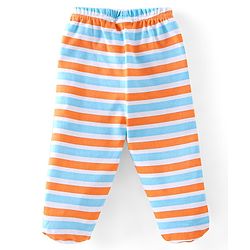 Babyhug Cotton Knit Footed Bootie Leggings Striped Pack of 3 - Blue