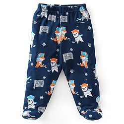 Babyhug Cotton Knit Footed Bootie Leggings Striped Pack of 3 - Blue