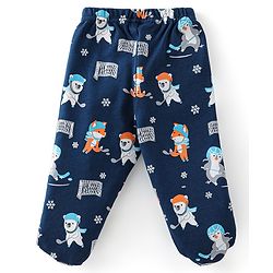 Babyhug Cotton Knit Footed Bootie Leggings Striped Pack of 3 - Blue