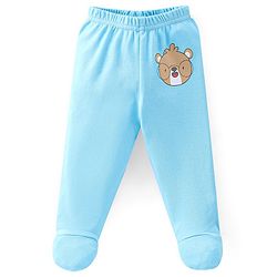Babyhug Cotton Footed Bootie Leggings Striped & Bear Print Pack of 3 - Blue & Orange
