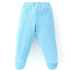 Babyhug Cotton Footed Bootie Leggings Striped & Bear Print Pack of 3 - Blue & Orange