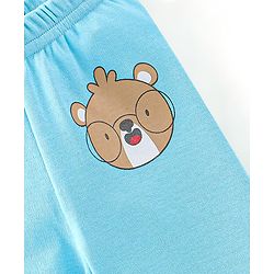 Babyhug Cotton Footed Bootie Leggings Striped & Bear Print Pack of 3 - Blue & Orange