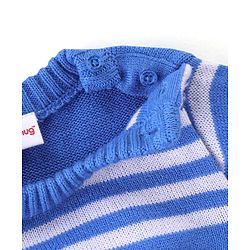 Babyhug Knitted Full Sleeves Sweater Set With Star Design - Navy Blue