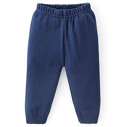 Babyhug Knitted Full Sleeves Sweater Set With Car Design - Navy Blue