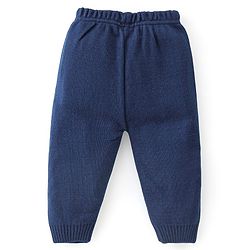 Babyhug Knitted Full Sleeves Sweater Set With Car Design - Navy Blue