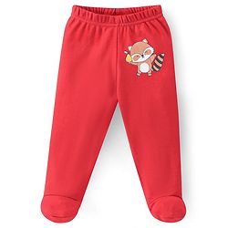 Babyhug Cotton Footed Bootie Leggings Striped & Bear Print Pack of 3 - Blue & Red