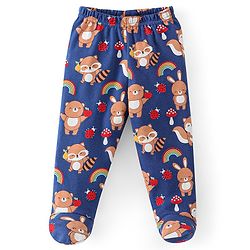 Babyhug Cotton Footed Bootie Leggings Striped & Bear Print Pack of 3 - Blue & Red