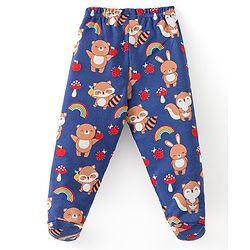 Babyhug Cotton Footed Bootie Leggings Striped & Bear Print Pack of 3 - Blue & Red
