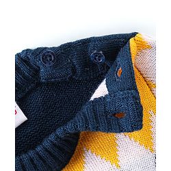Babyhug Knitted Full Sleeves Sweater Set With Kite Design - Navy Blue & Yellow